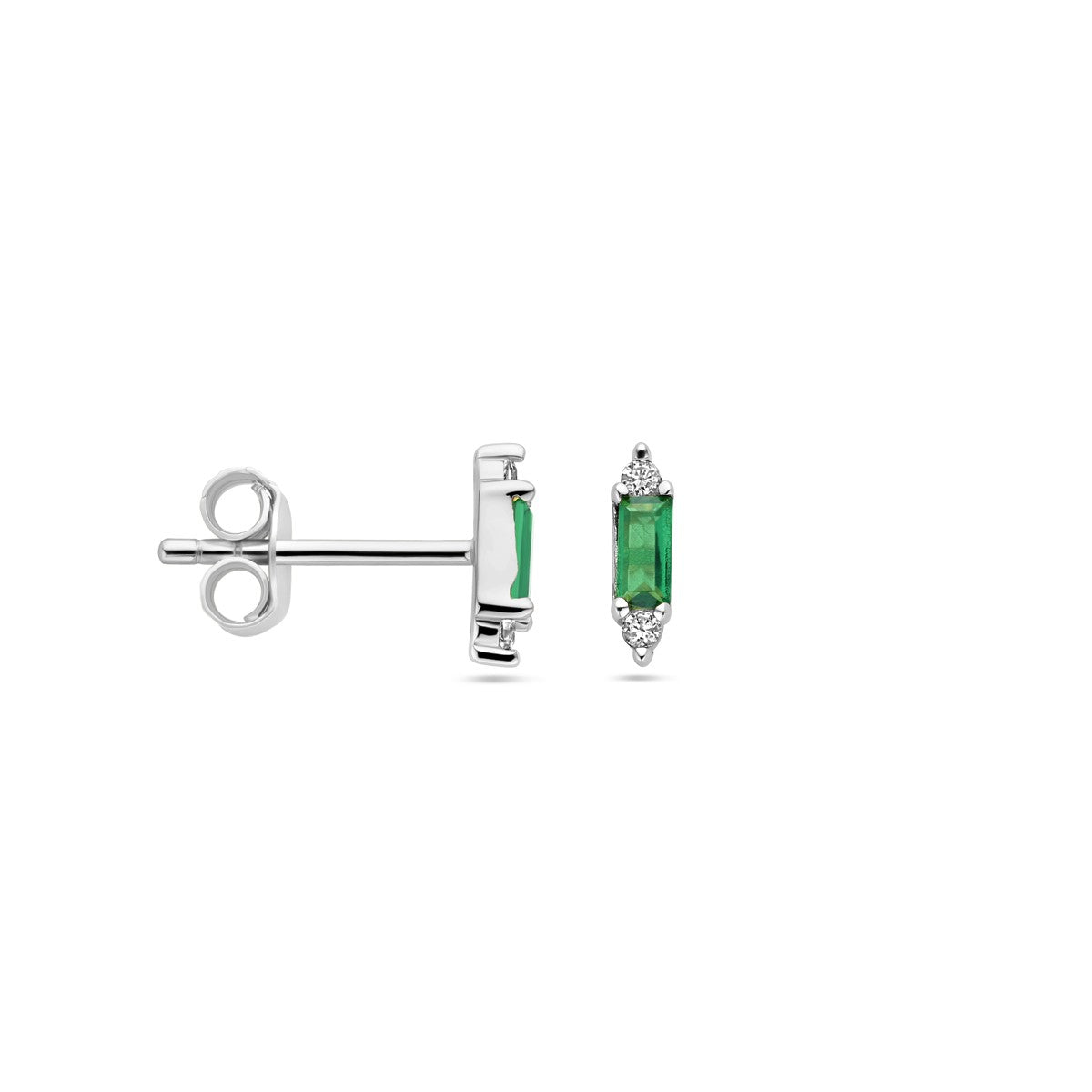 Zilver Gerhodineerd Oorknoppen Groen Zirkonia 1338454 - PansiteNederland.nl