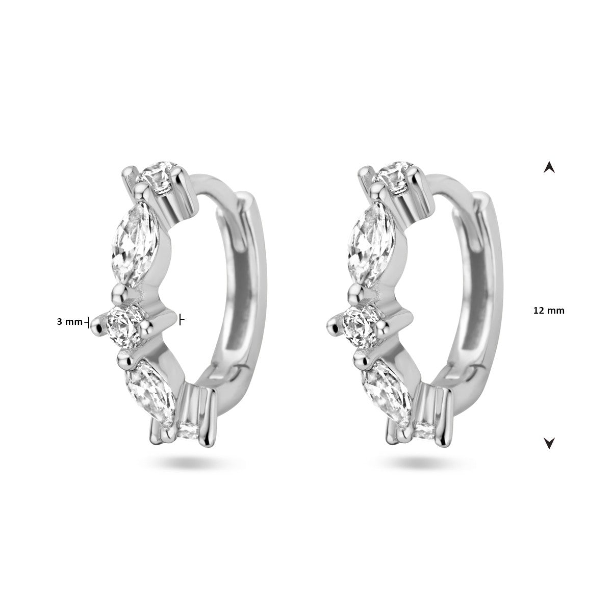 Zilver Gerhodineerd Klapoorringen Zirkonia 1338455 - PansiteNederland.nl
