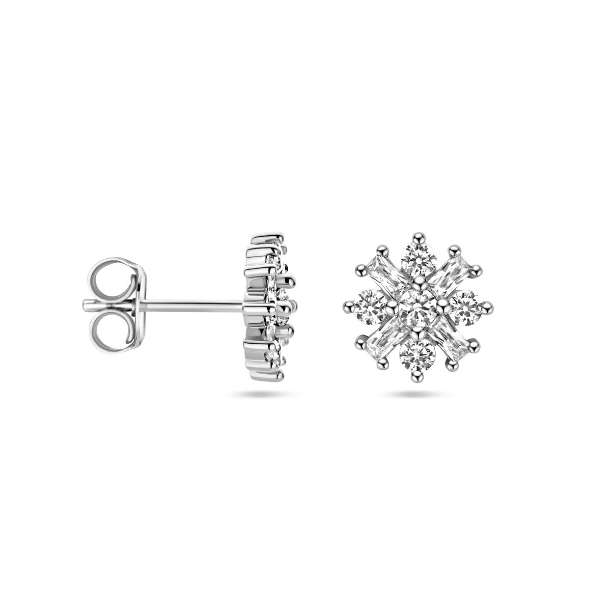 Zilver Gerhodineerd Oorknoppen Bloem Zirkonia 1338458 - PansiteNederland.nl