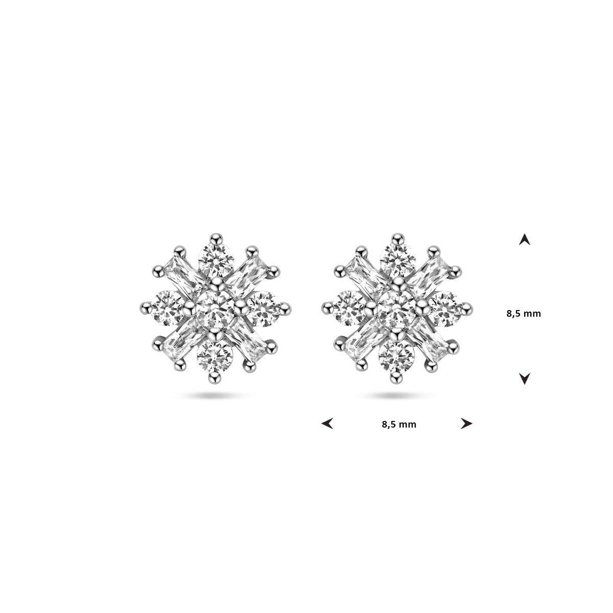 Zilver Gerhodineerd Oorknoppen Bloem Zirkonia 1338458 - PansiteNederland.nl