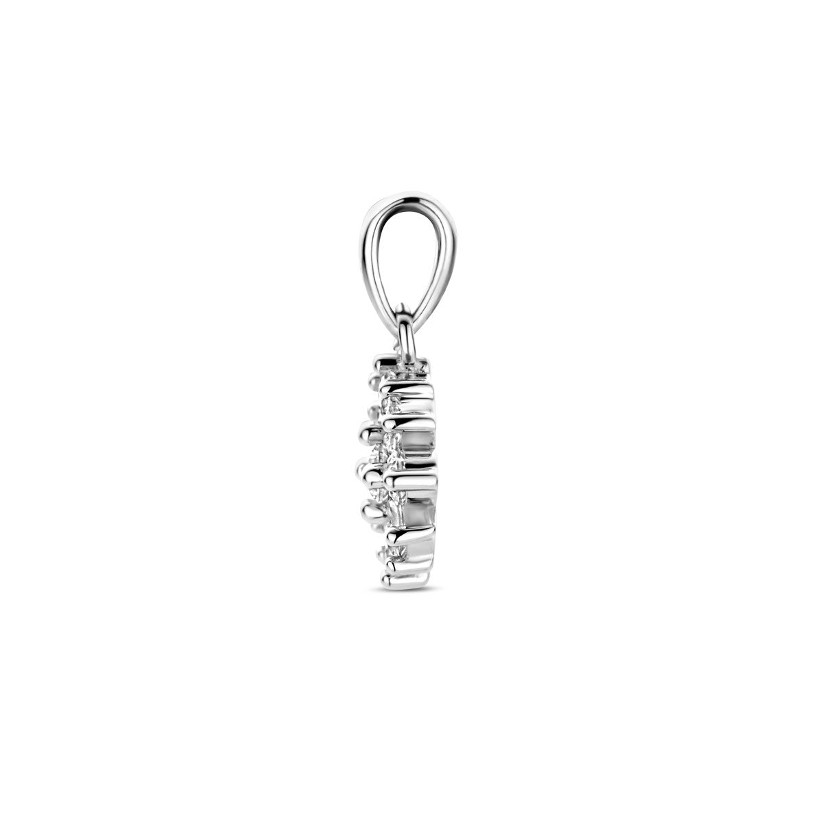 zilver gerhodineerd hanger bloem zirkonia 1338459 - PansiteNederland.nl