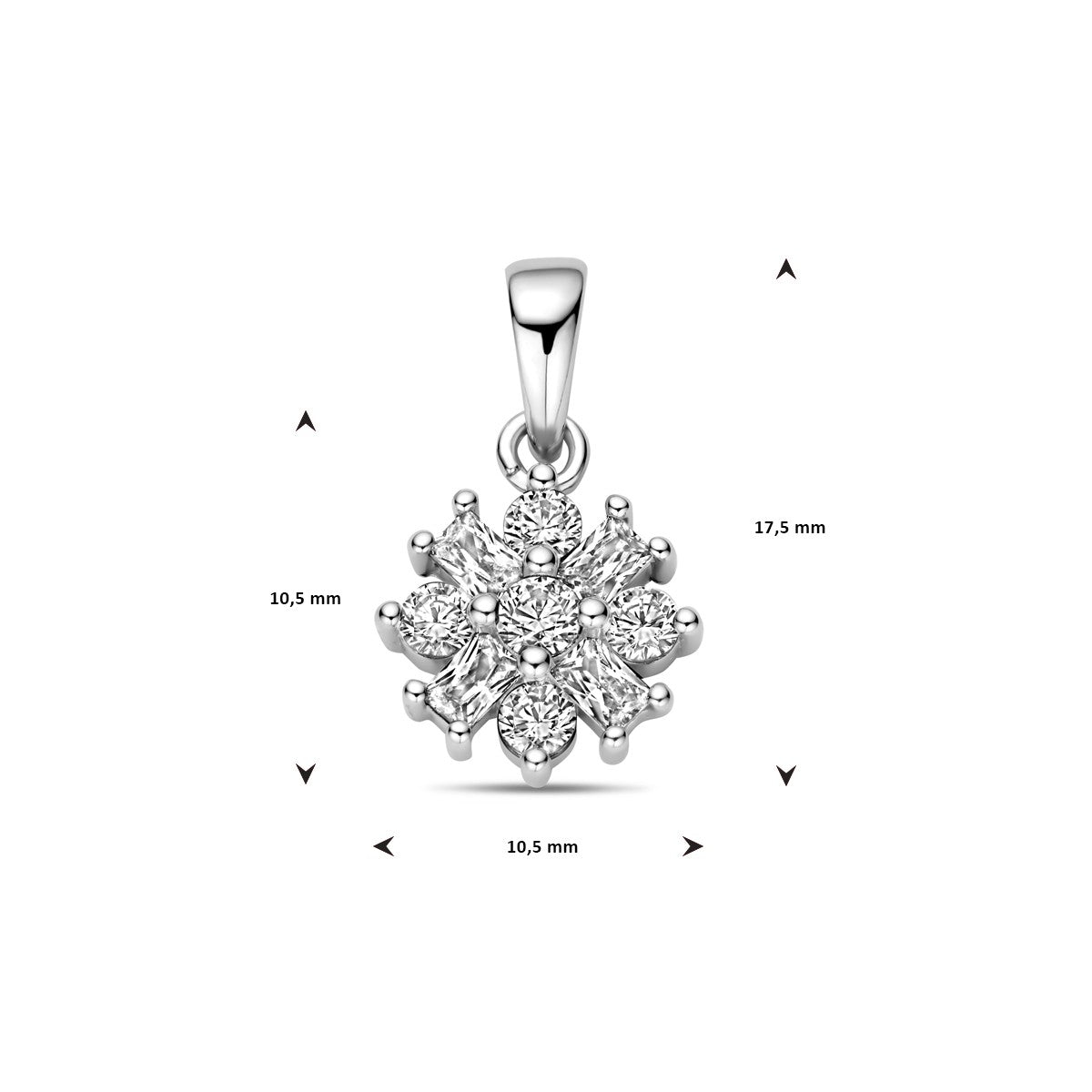 zilver gerhodineerd hanger bloem zirkonia 1338459 - PansiteNederland.nl