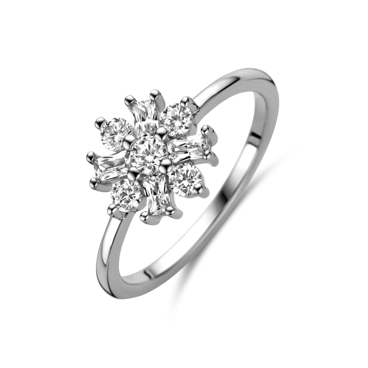 Gerhodineerd Zilver Ring Bloem Met Zirkonia 1338460 - PansiteNederland.nl
