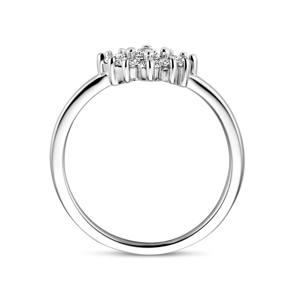 Gerhodineerd Zilver Ring Bloem Met Zirkonia 1338460 - PansiteNederland.nl