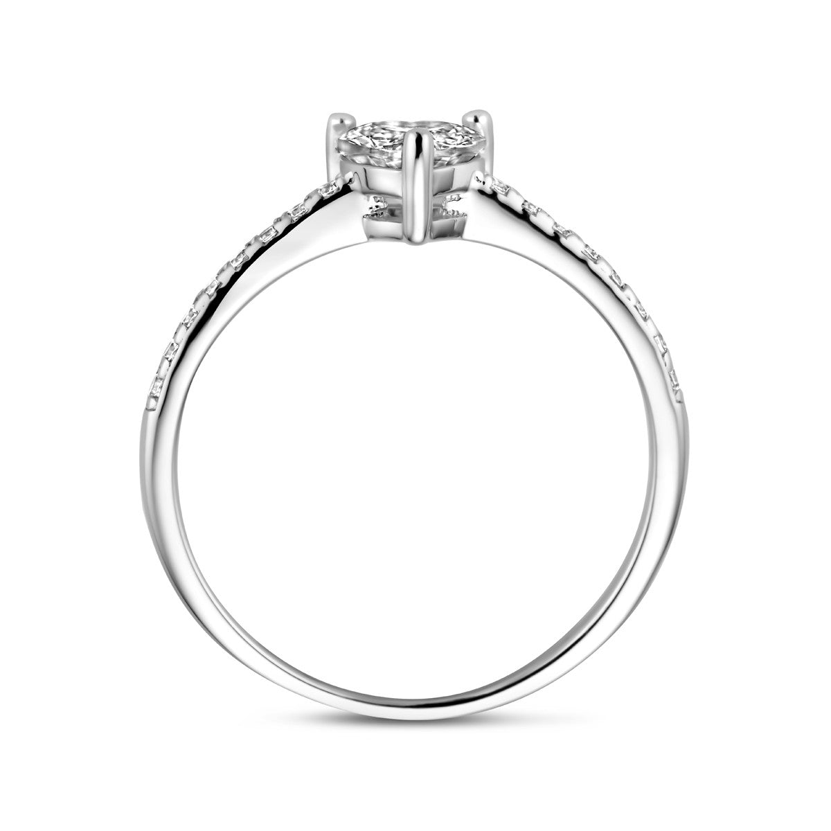 Gerhodineerd Zilver Ring Hart Met Zirkonia 1338494 - PansiteNederland.nl