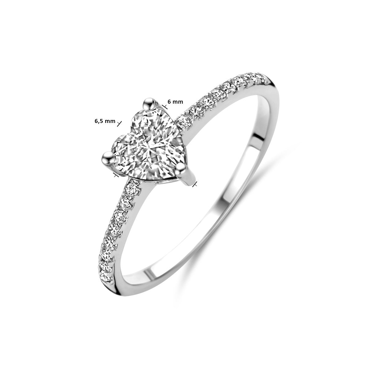 Gerhodineerd Zilver Ring Hart Met Zirkonia 1338494 - PansiteNederland.nl