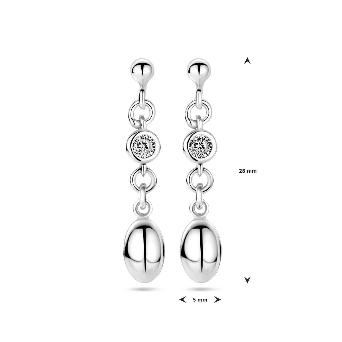 Zilver Gerhodineerd Oorhangers Zirkonia 1338557 - PansiteNederland.nl