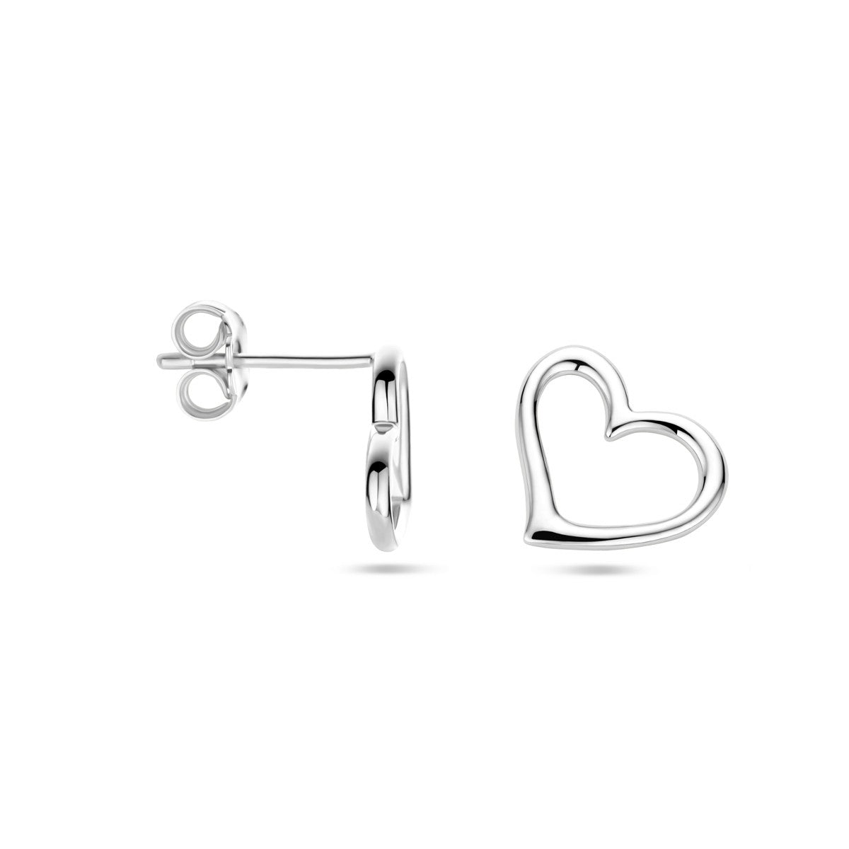 Zilver Gerhodineerd Oorknoppen Hart 1338572 - PansiteNederland.nl