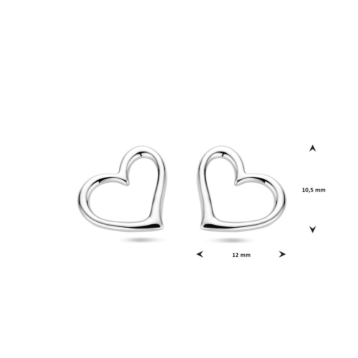 Zilver Gerhodineerd Oorknoppen Hart 1338572 - PansiteNederland.nl