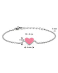 Zilver Gerhodineerd Armband Hart Roze Emaille 13 + 2 Cm 1338586