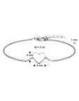 Zilver Gerhodineerd Armband Hart Wit Emaille 16 + 2 Cm 1338588