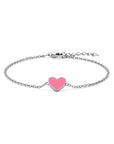 Zilver Gerhodineerd Armband Hart Roze Emaille 16 + 2 Cm 1338589