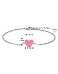 Zilver Gerhodineerd Armband Hart Roze Emaille 16 + 2 Cm 1338589