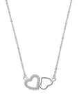 zilver gerhodineerd collier hartjes zirkonia 42 + 3 cm 1338594