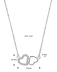 zilver gerhodineerd collier hartjes zirkonia 42 + 3 cm 1338594