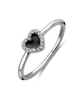 Gerhodineerd Zilver Ring Hart, Met Zirkonia En Zwart Emaille Halo 1338595 - PansiteNederland.nl