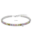 Zilver Gerhodineerd Tennisarmband Regenboog Zirkonia 3,0 Mm 17 + 3 Cm 1338600