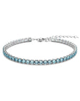 Zilver Gerhodineerd Tennisarmband Blauw Zirkonia 3,0 Mm 17 + 3 Cm 1338602