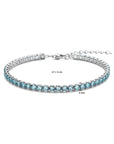 Zilver Gerhodineerd Tennisarmband Blauw Zirkonia 3,0 Mm 17 + 3 Cm 1338602