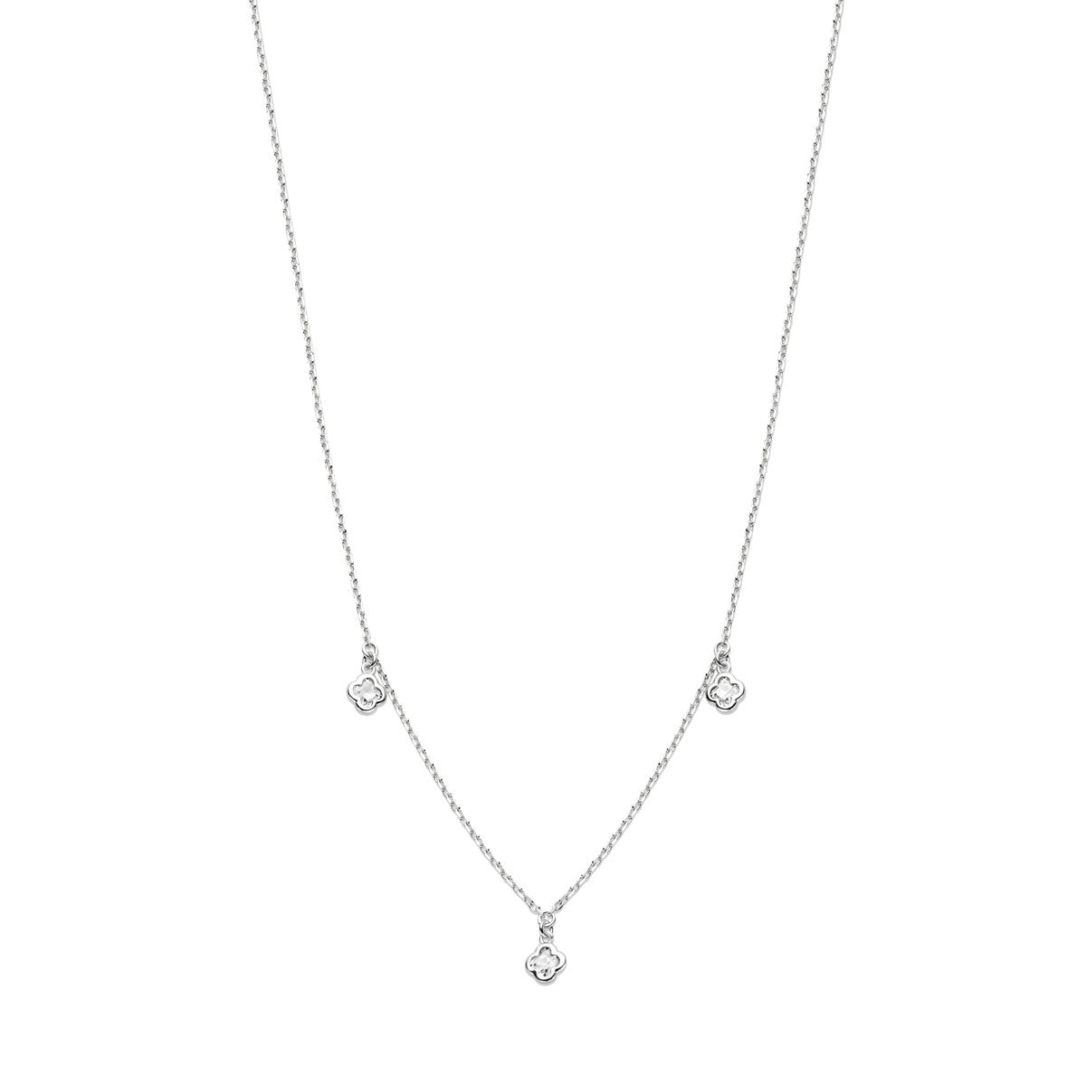 zilver gerhodineerd collier klavertjes zirkonia 41 + 4 cm 1338614 - PansiteNederland.nl