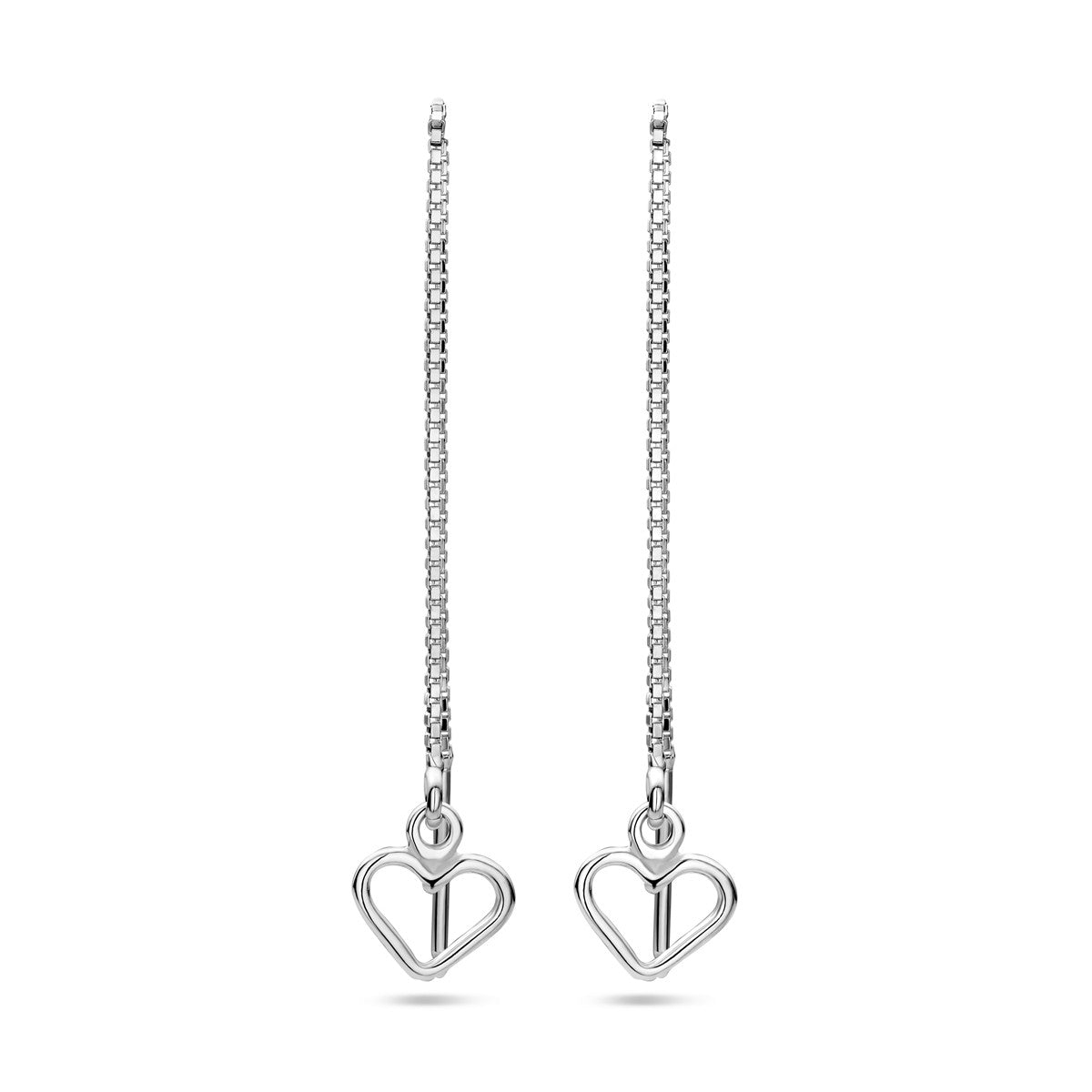 Zilver Gerhodineerd Doortrekoorbellen Hart 1338622 - PansiteNederland.nl