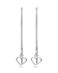 Zilver Gerhodineerd Doortrekoorbellen Hart 1338622 - PansiteNederland.nl