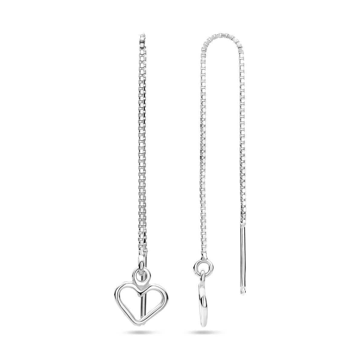 Zilver Gerhodineerd Doortrekoorbellen Hart 1338622 - PansiteNederland.nl