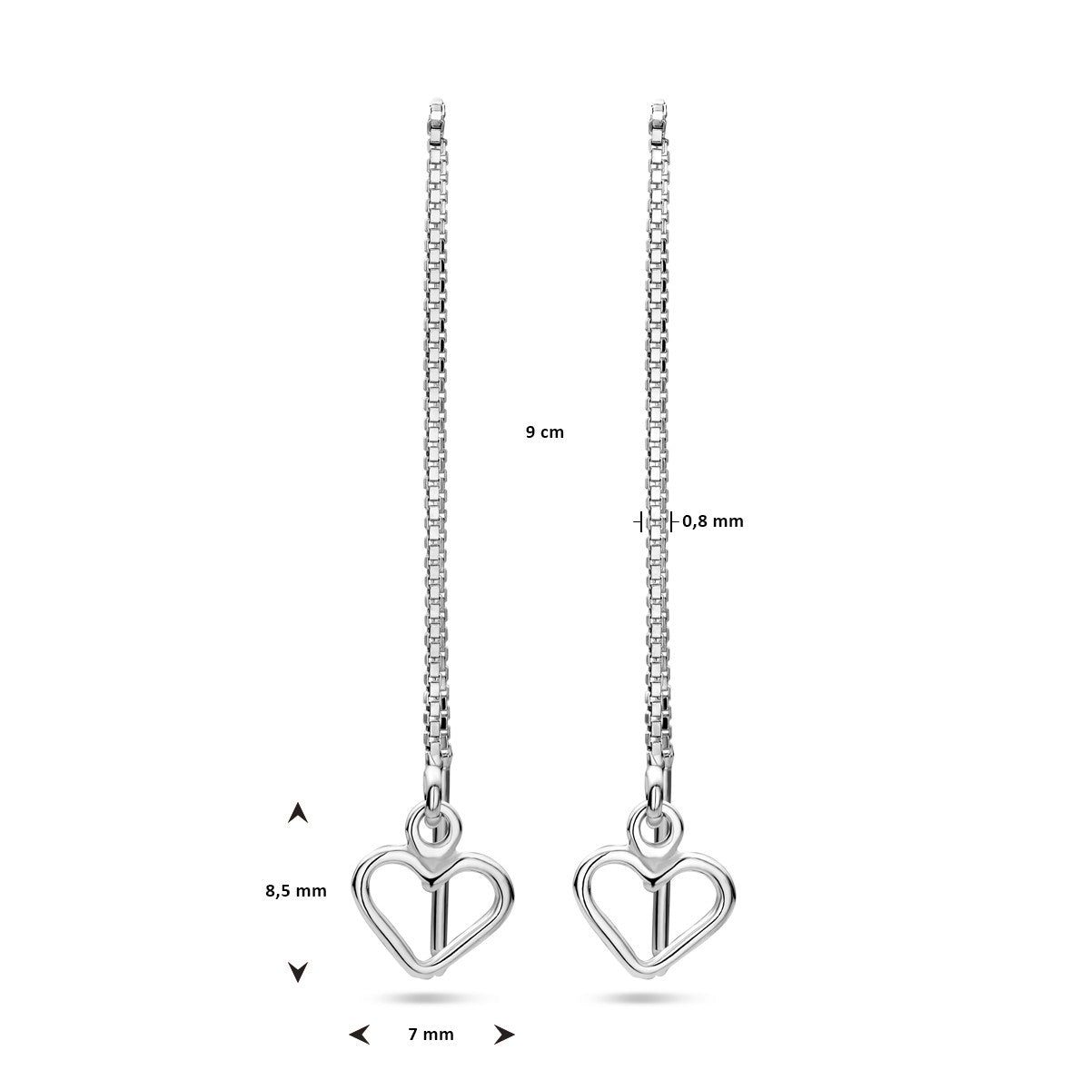 Zilver Gerhodineerd Doortrekoorbellen Hart 1338622 - PansiteNederland.nl