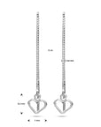 Zilver Gerhodineerd Doortrekoorbellen Hart 1338622 - PansiteNederland.nl