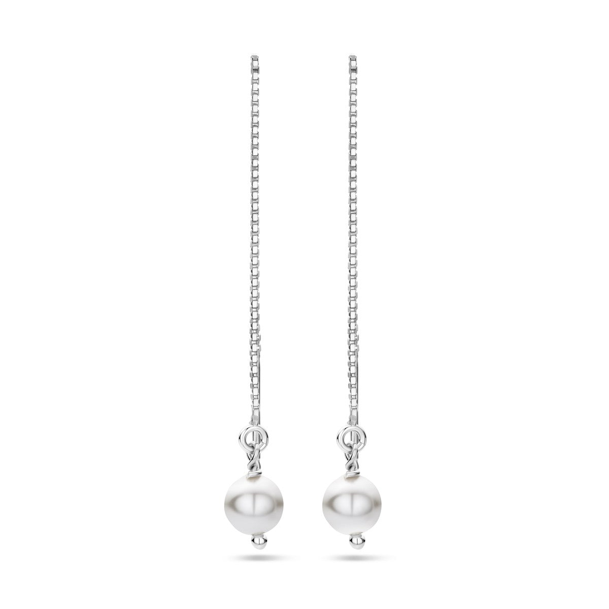 Zilver Gerhodineerd Doortrekoorbellen Swarovski Parel 1338624 - PansiteNederland.nl