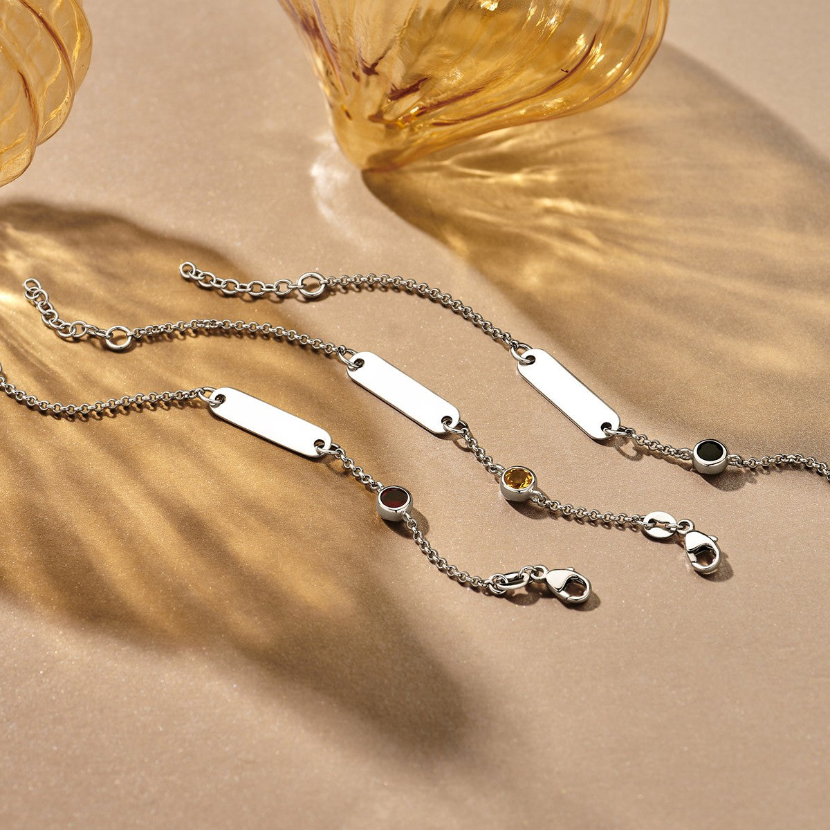 Graveerarmband plaat 5,0 mm met geboortesteen 11 + 2 cm zilver
