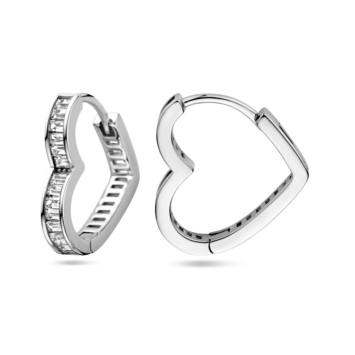Zilver Gerhodineerd Klapoorringen Hart Zirkonia 1338668 - PansiteNederland.nl