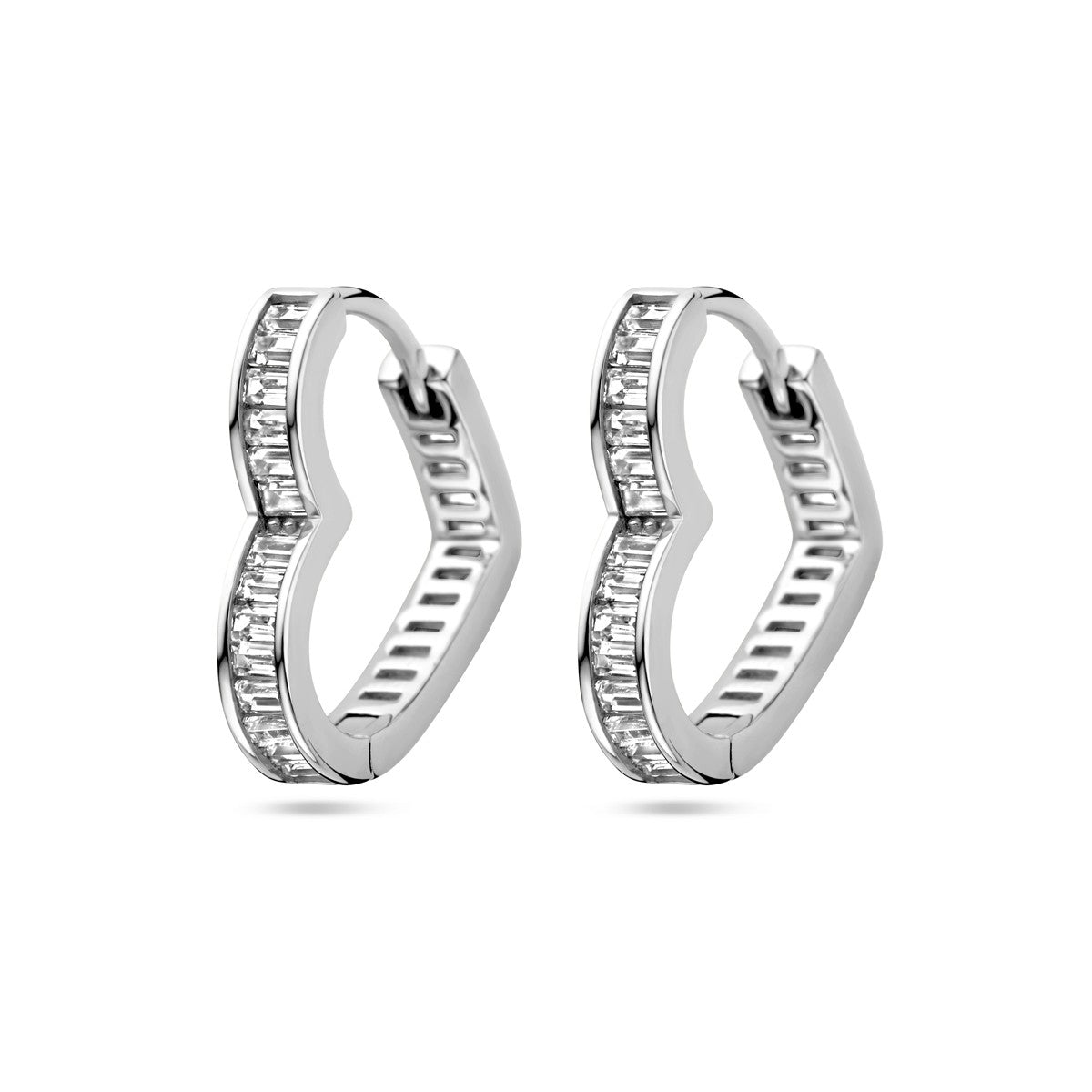 Zilver Gerhodineerd Klapoorringen Hart Zirkonia 1338668 - PansiteNederland.nl