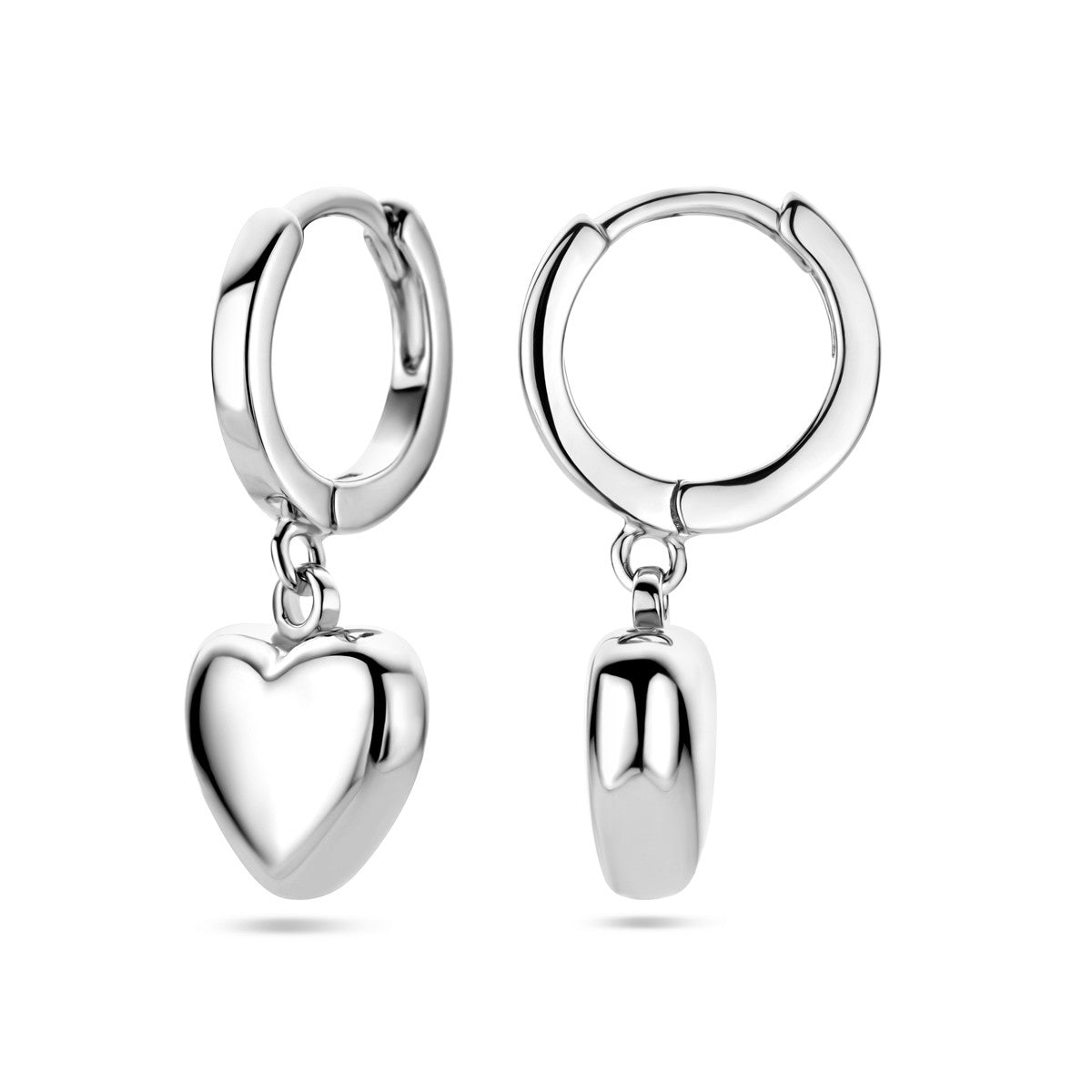 Zilver Gerhodineerd Klapoorringen Hart 1338669