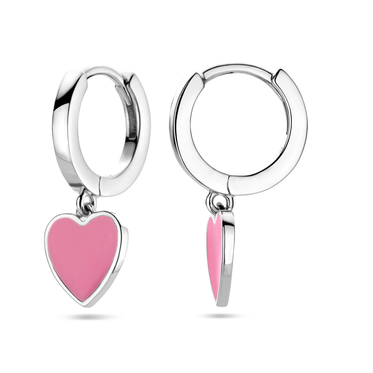 Zilver Gerhodineerd Klapoorringen Roze Emaille 1338672 - PansiteNederland.nl