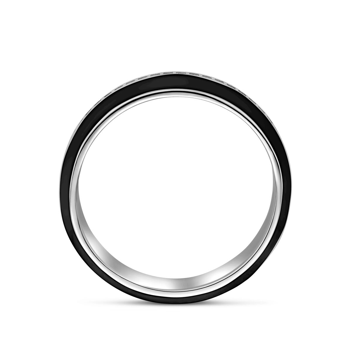 Zilveren ring zwart emaille en zirkonia | 1338715, exclusief en kwalitatief hoogwaardig. Ontdek nu!
