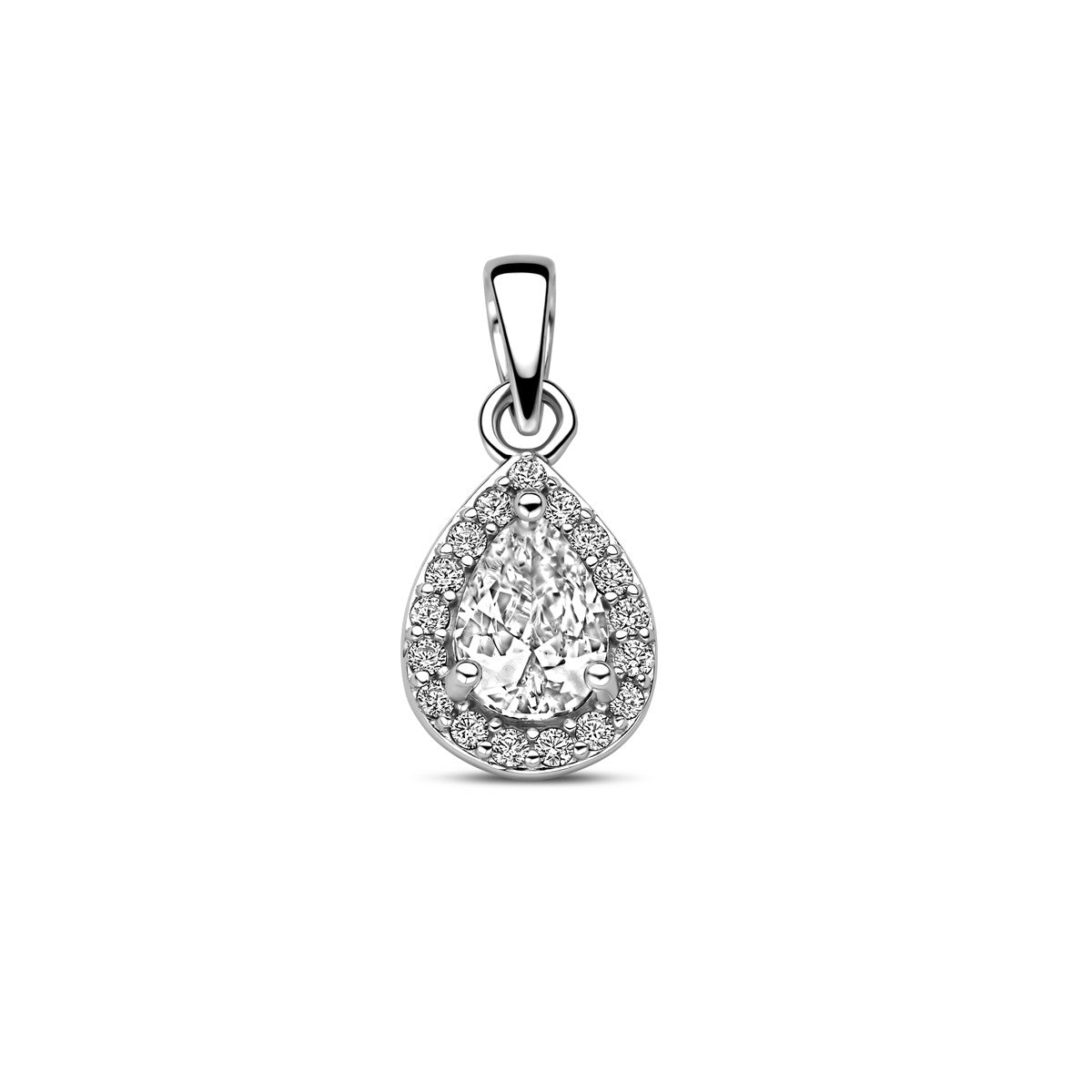 zilver gerhodineerd hanger zirkonia halo 1338716 - PansiteNederland.nl
