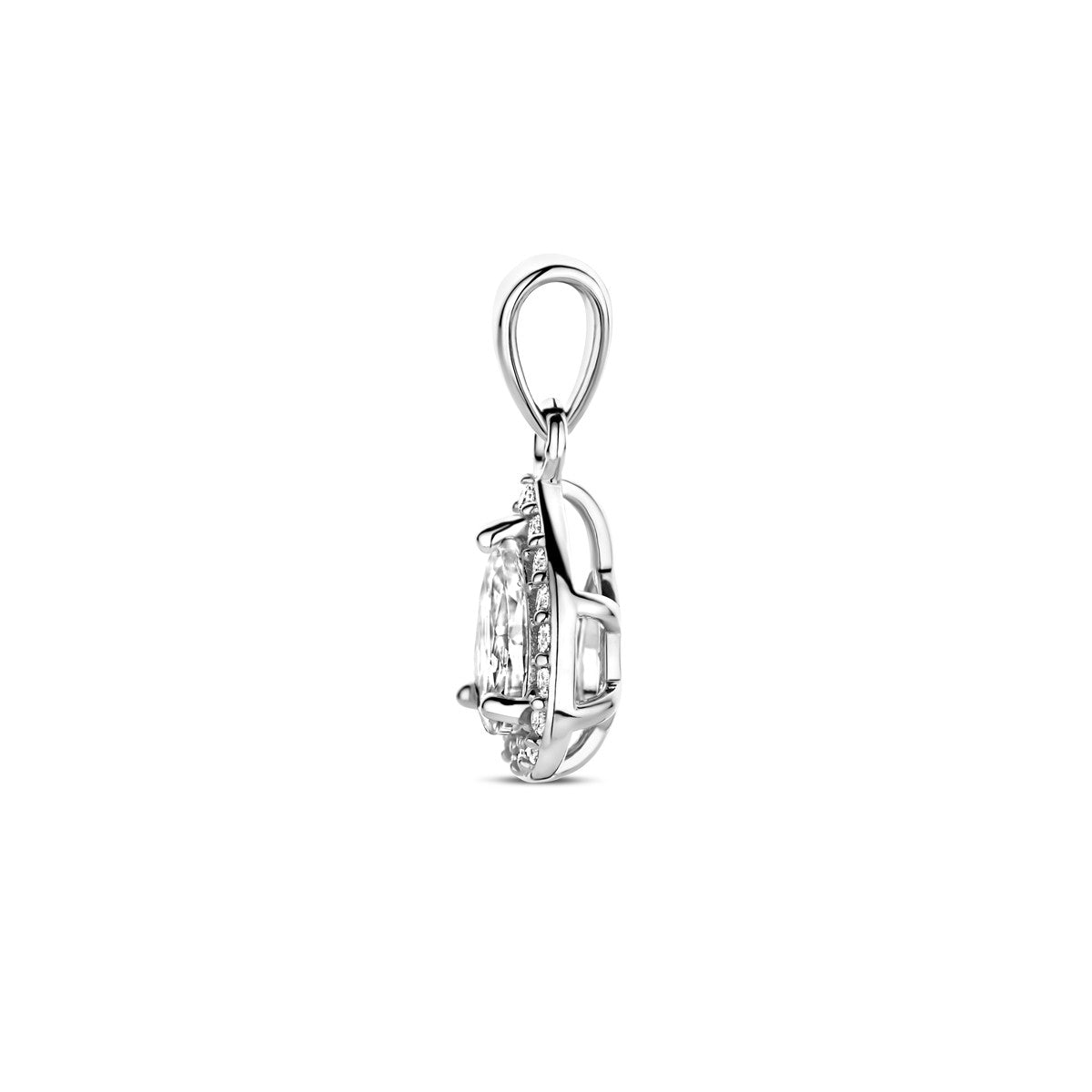 zilver gerhodineerd hanger zirkonia halo 1338716 - PansiteNederland.nl