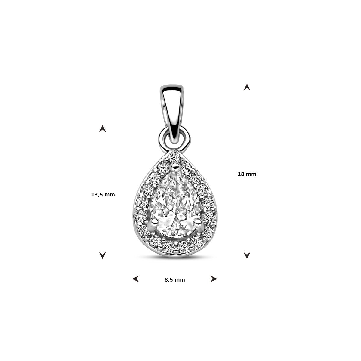 zilver gerhodineerd hanger zirkonia halo 1338716 - PansiteNederland.nl