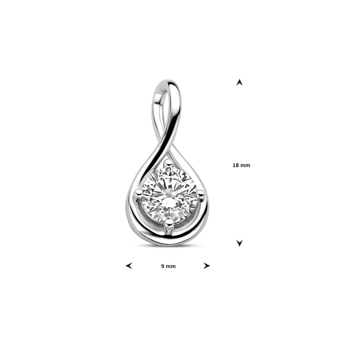 zilver gerhodineerd hanger zirkonia 1338718 - PansiteNederland.nl