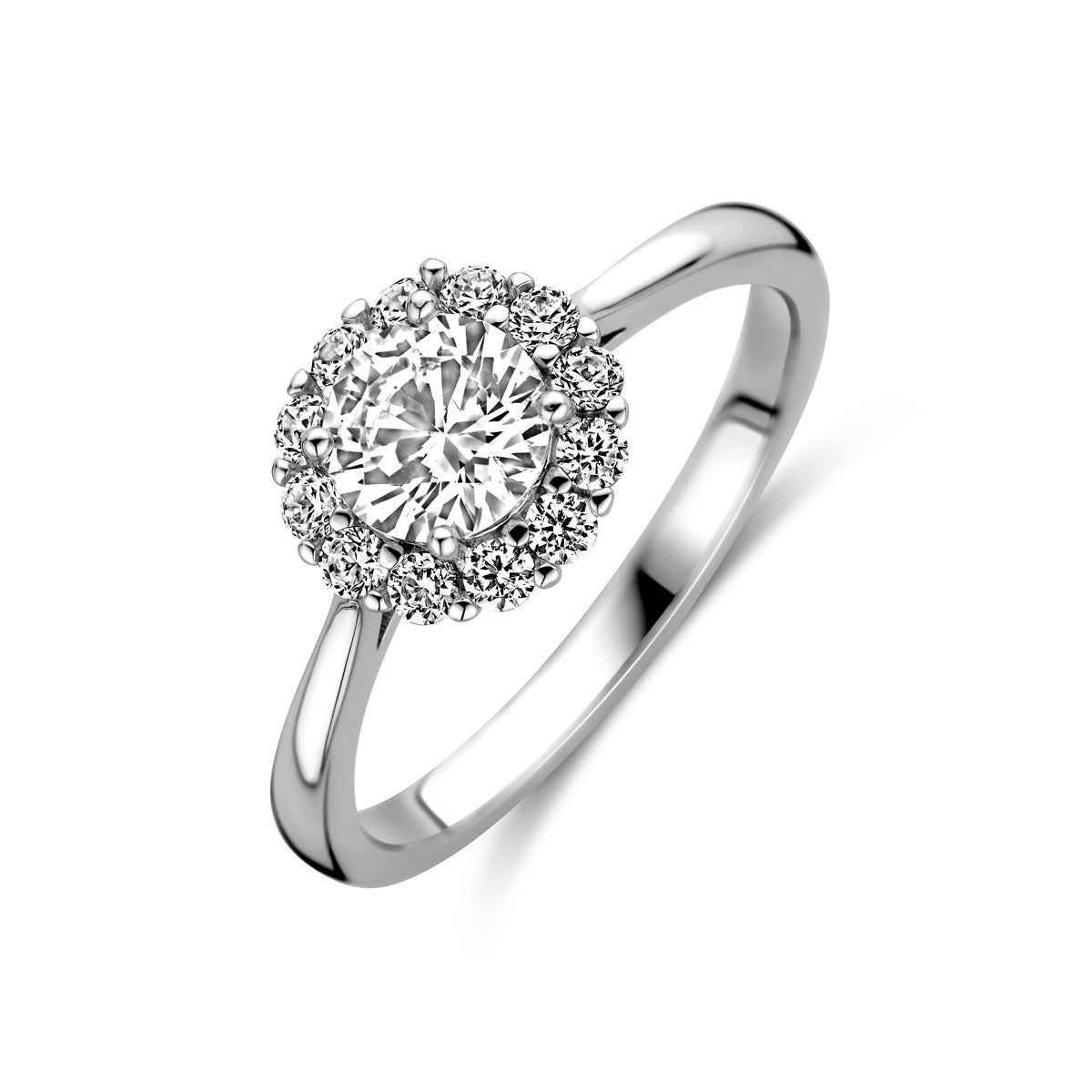 Gerhodineerd Zilver Ring Met Zirkonia Halo 1338719 - PansiteNederland.nl