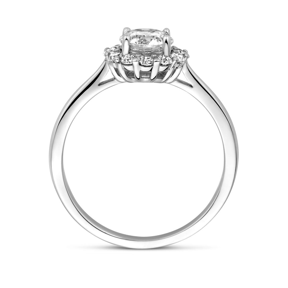 Gerhodineerd Zilver Ring Met Zirkonia Halo 1338719 - PansiteNederland.nl
