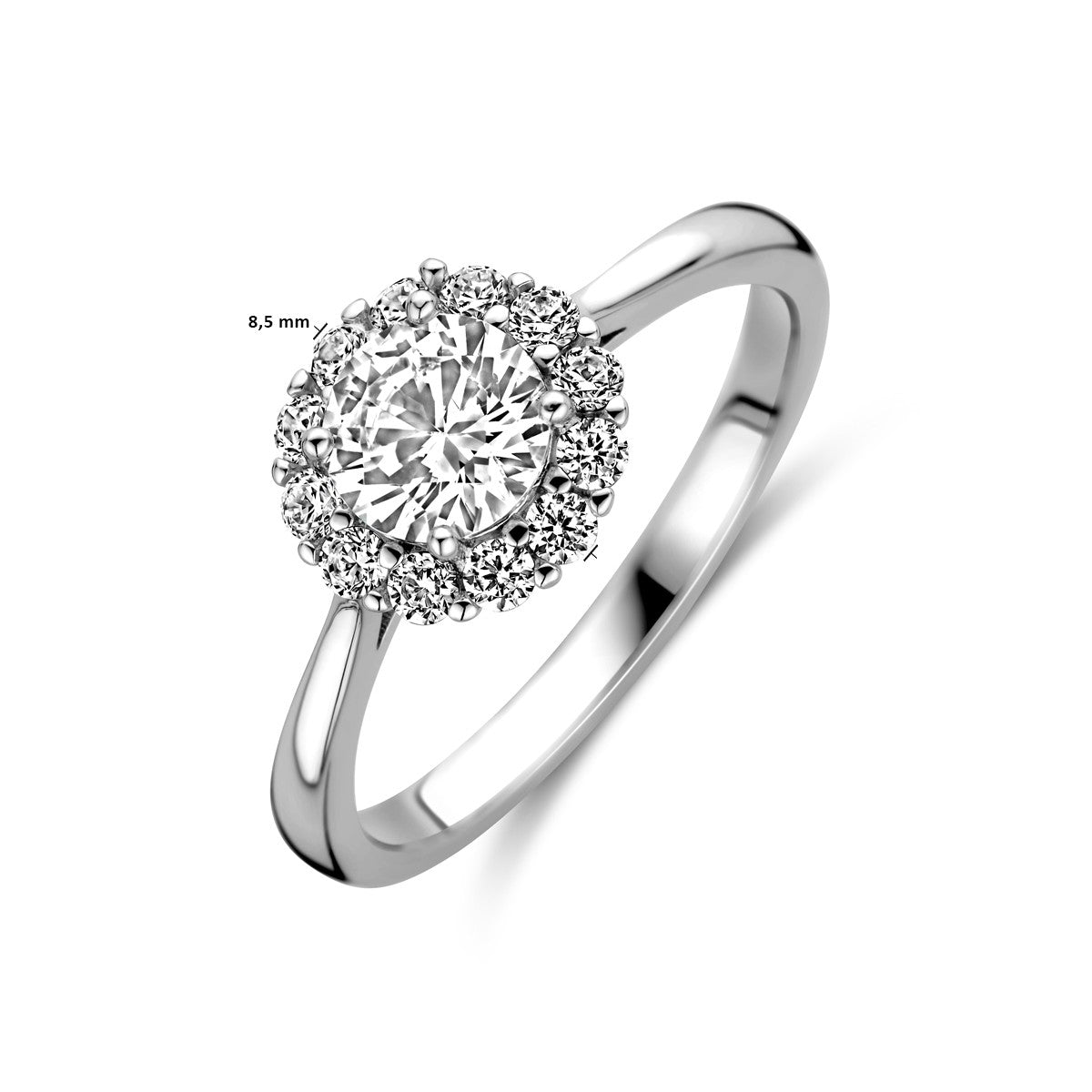 Gerhodineerd Zilver Ring Met Zirkonia Halo 1338719 - PansiteNederland.nl