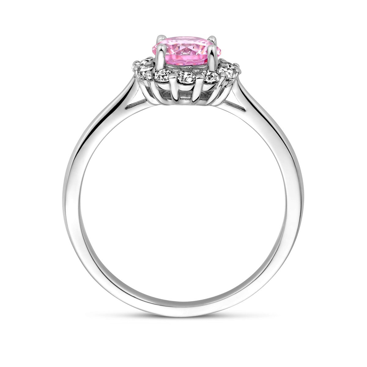 Gerhodineerd Zilver Ring Wit En Roze Met Zirkonia Halo 1338723 - PansiteNederland.nl