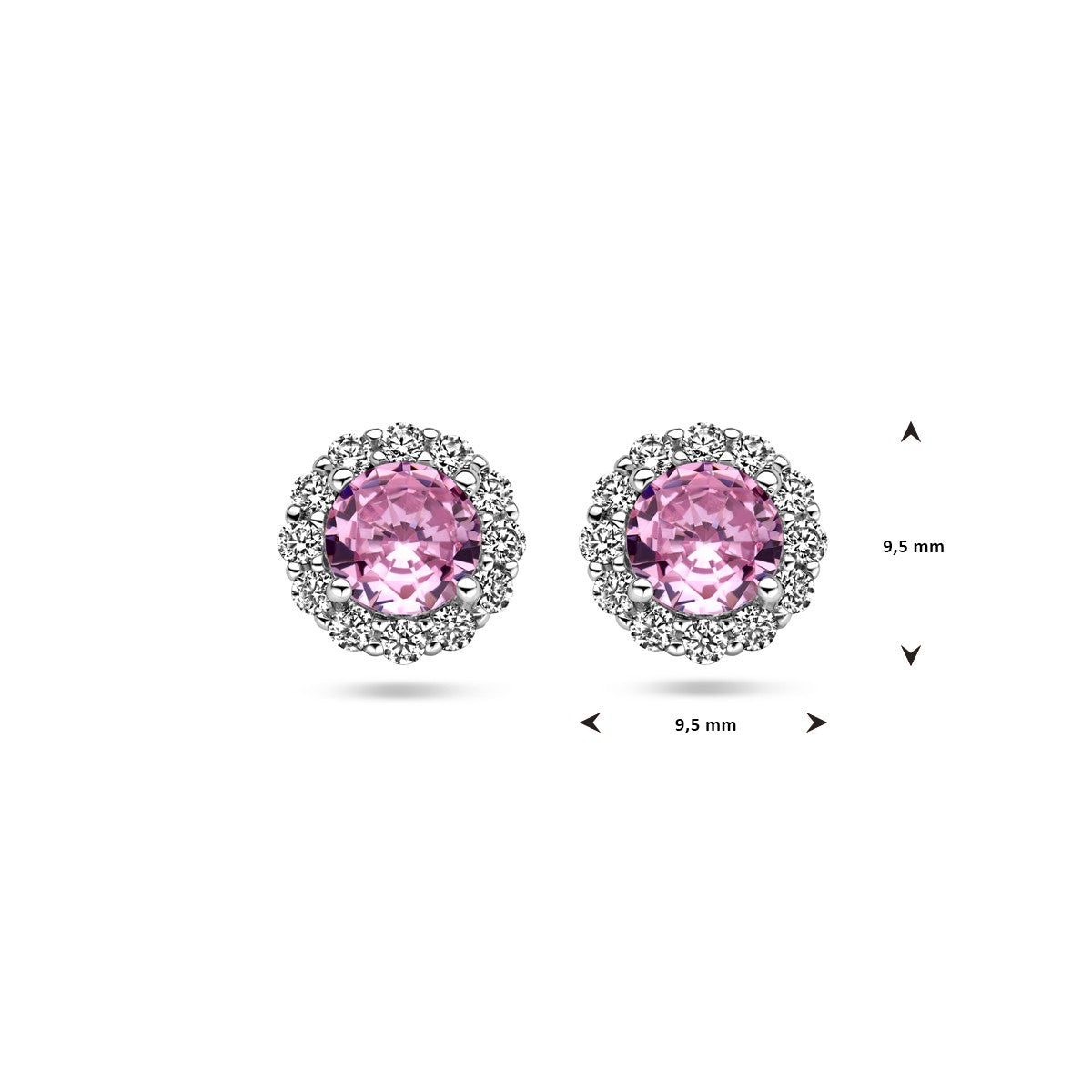 Zilver Gerhodineerd Oorknoppen Roze En Wit Zirkonia Halo 1338729 - PansiteNederland.nl
