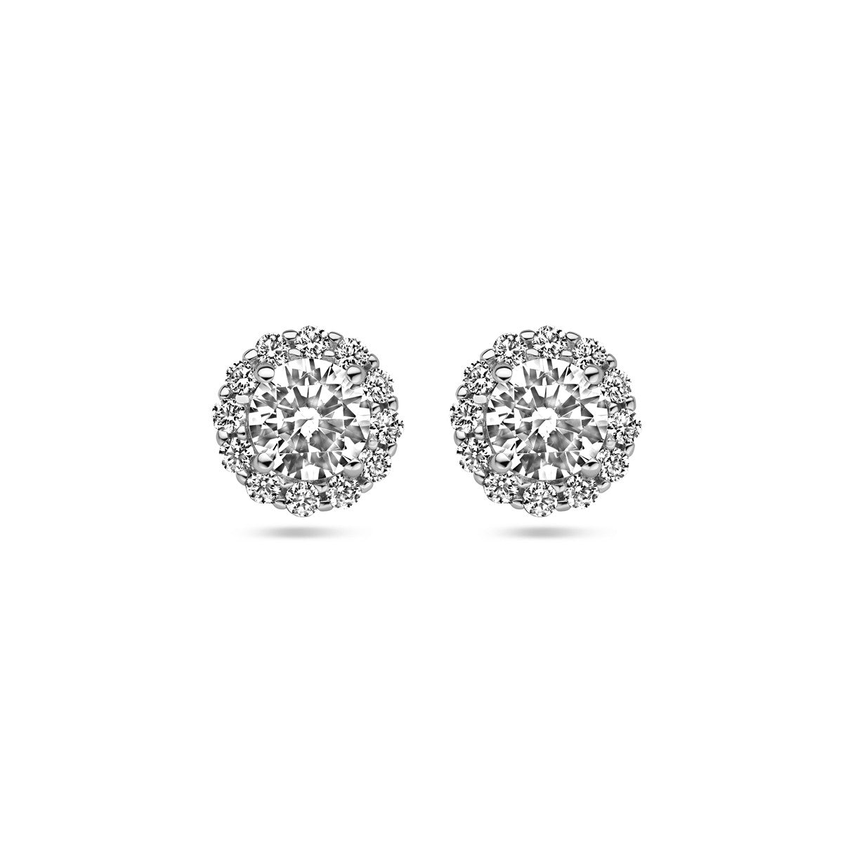Zilver Gerhodineerd Oorknoppen Zirkonia Halo 1338730 - PansiteNederland.nl