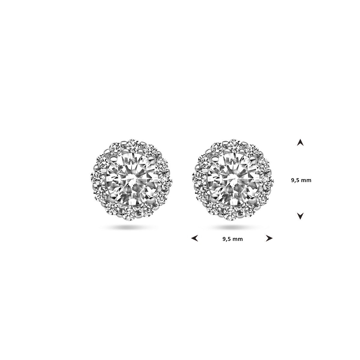 Zilver Gerhodineerd Oorknoppen Zirkonia Halo 1338730 - PansiteNederland.nl