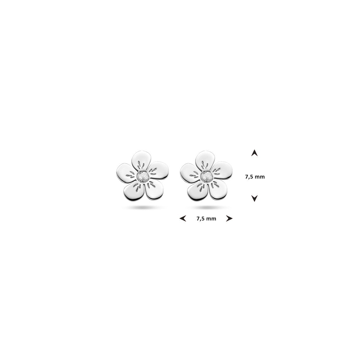 Zilver Gerhodineerd Oorknoppen Bloem 1338752 - PansiteNederland.nl