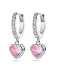 Zilver Gerhodineerd Oorringen Hart Roze En Wit Zirkonia 1338771