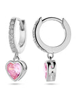 Zilver Gerhodineerd Oorringen Hart Roze En Wit Zirkonia 1338771